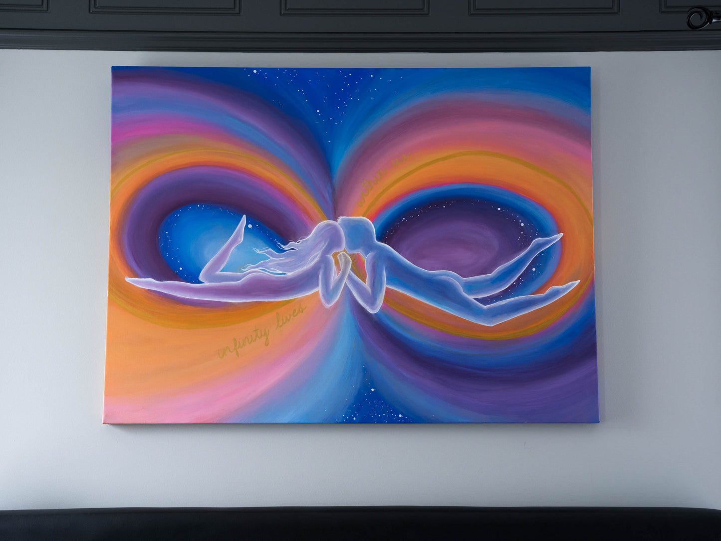 Soulmate Art, Infinity couple, Spiritual Painting, Chakra art, Fantasy, Twin Flames Reunion, Surreal and Romantic gift, Acrylic painting on canvas